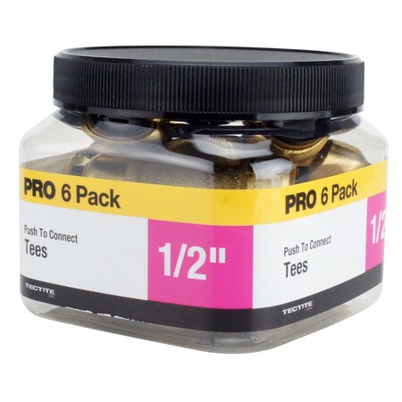 Apollo 1/2 in. Brass Push-To-Connect Tee Jar (6-Pack), 6PK FSBT126JR